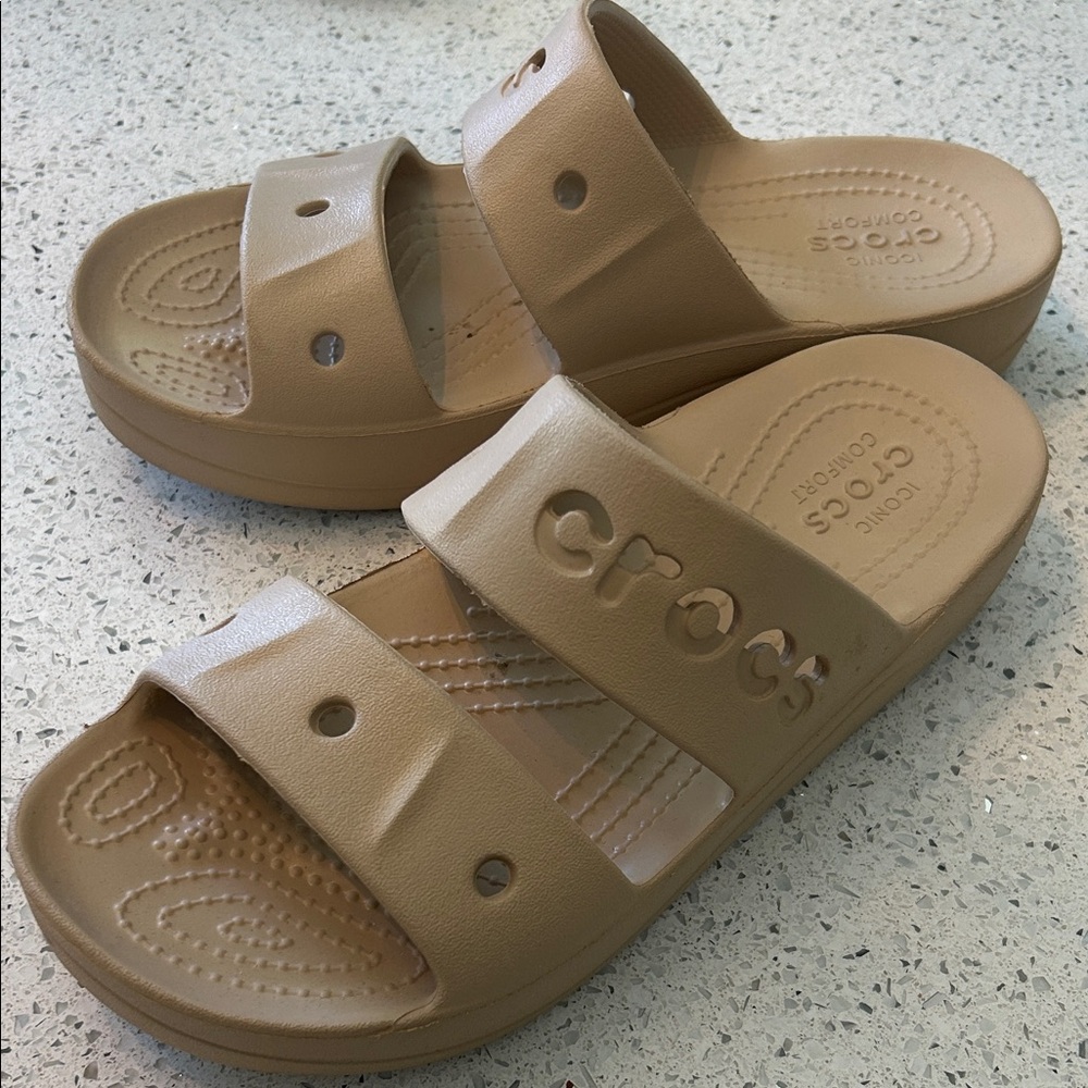 CROCS Beige Double Strap Sandals